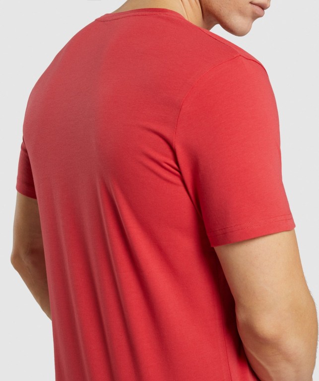 Red Gymshark Legacy Men's T Shirts | US-05QOLUV