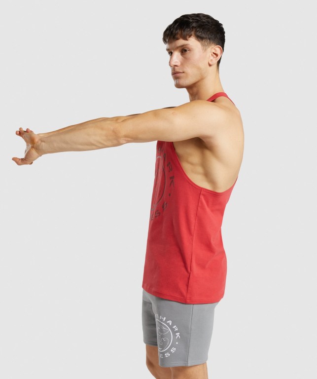 Red Gymshark Legacy Men's Tank Tops | US-38TYVFC