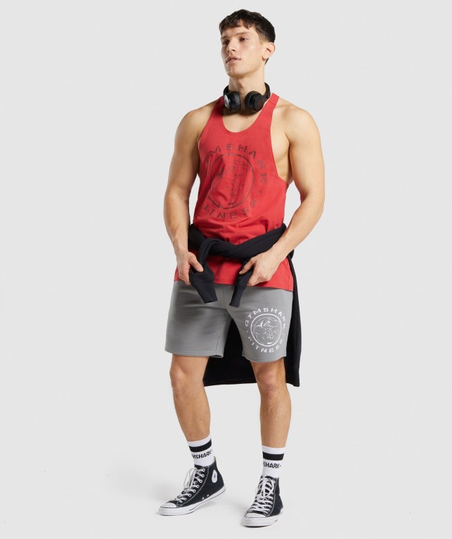 Red Gymshark Legacy Men's Tank Tops | US-38TYVFC