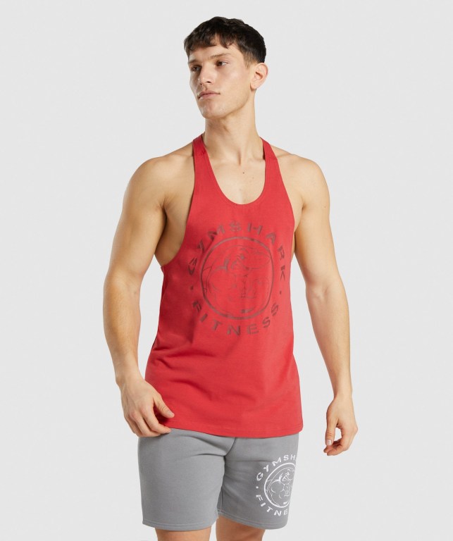 Red Gymshark Legacy Men\'s Tank Tops | US-38TYVFC