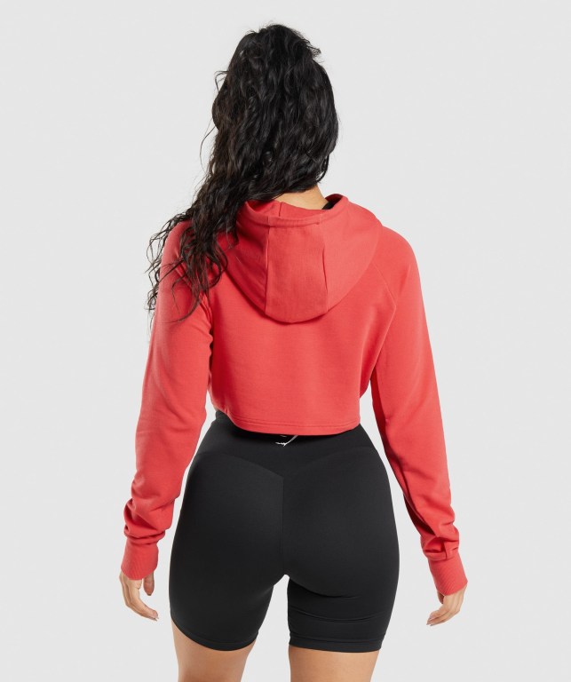 Red Gymshark Training Cropped Women's Hoodies | US-16UKICL