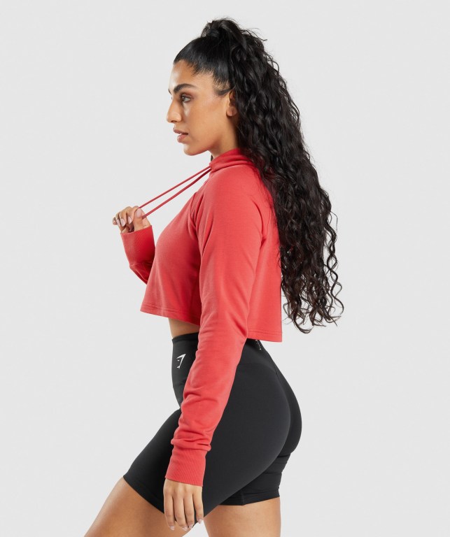 Red Gymshark Training Cropped Women's Hoodies | US-16UKICL