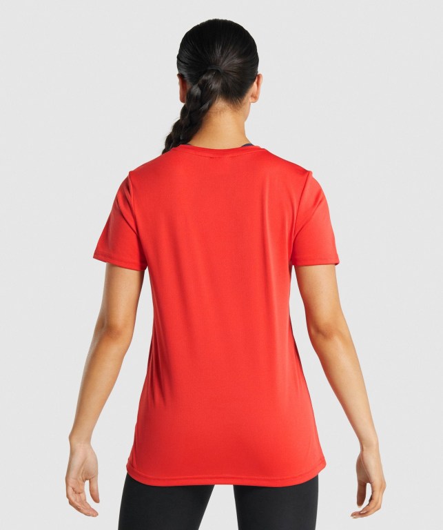 Red Gymshark Training Women's T Shirts | US-59NGCFK