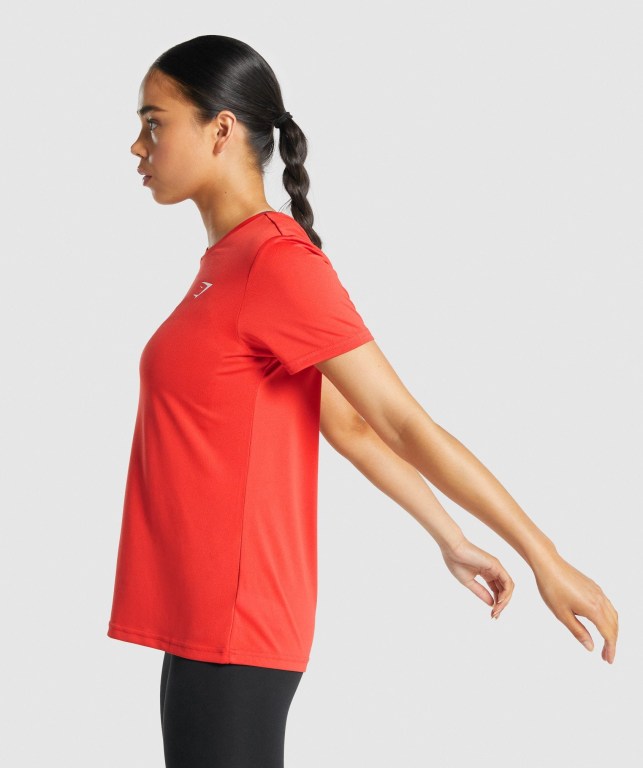 Red Gymshark Training Women's T Shirts | US-59NGCFK