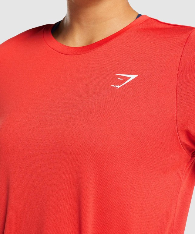 Red Gymshark Training Women's T Shirts | US-59NGCFK