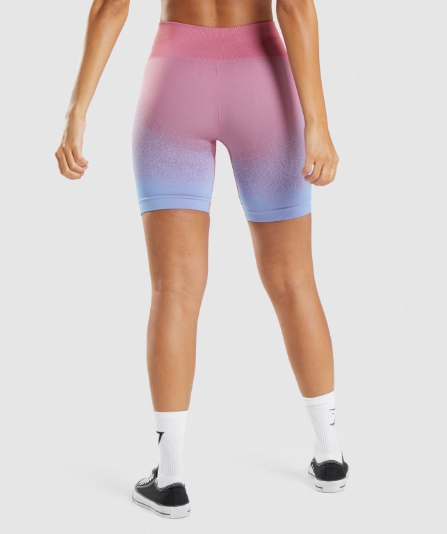 Rose Pink / Light Blue Gymshark Adapt Ombre Seamless Cycling Women's Shorts | US-08JNURK