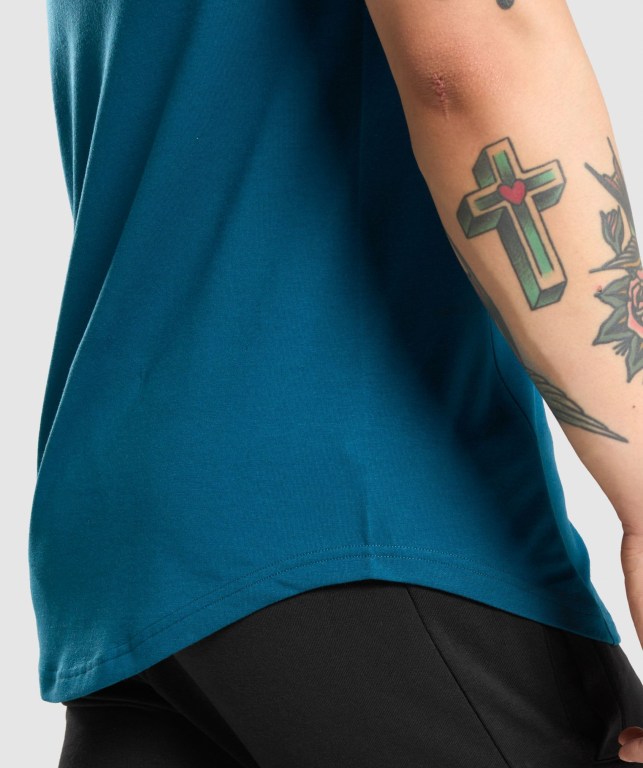 Turquoise / Camo Gymshark Bold Men's T Shirts | US-07SIUVN