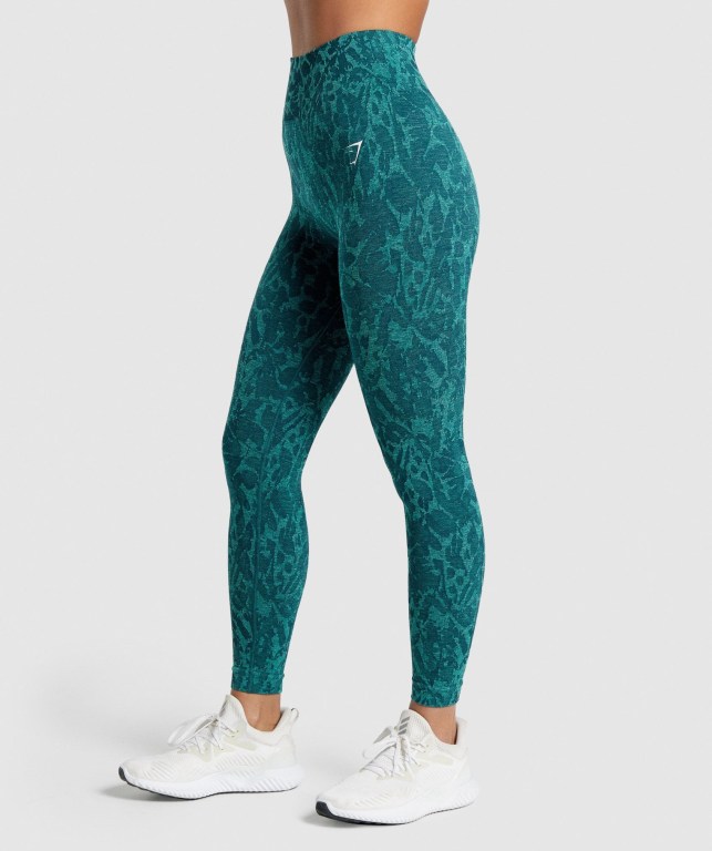 Turquoise Gymshark Adapt Animal Seamless High Waisted Women's Leggings | US-10WEFYK