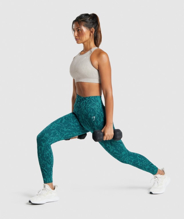 Turquoise Gymshark Adapt Animal Seamless High Waisted Women's Leggings | US-10WEFYK