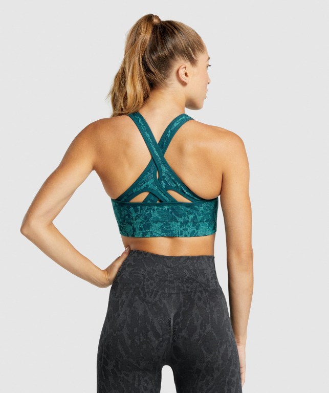 Turquoise Gymshark Adapt Animal Seamless Women's Sports Bra | US-75HATZC