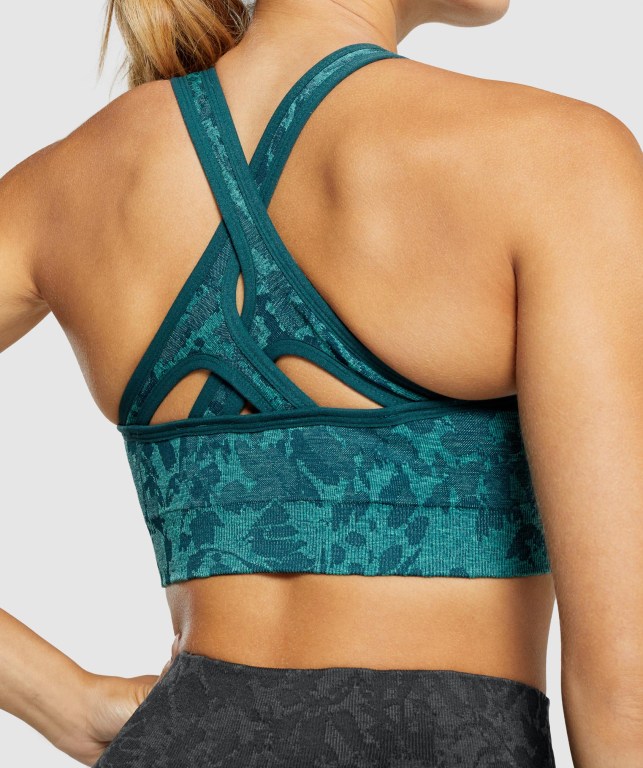 Turquoise Gymshark Adapt Animal Seamless Women's Sports Bra | US-75HATZC