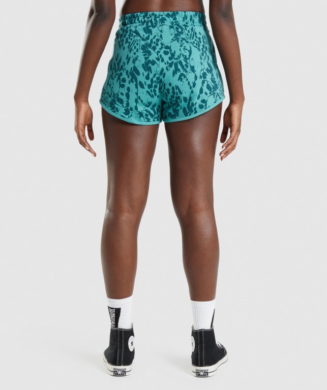 Turquoise Gymshark Animal Graphic Women's Shorts | US-37NMPLK