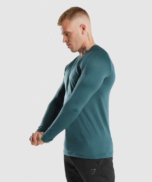 Turquoise Gymshark Apex Men's T Shirts | US-39AJWBU