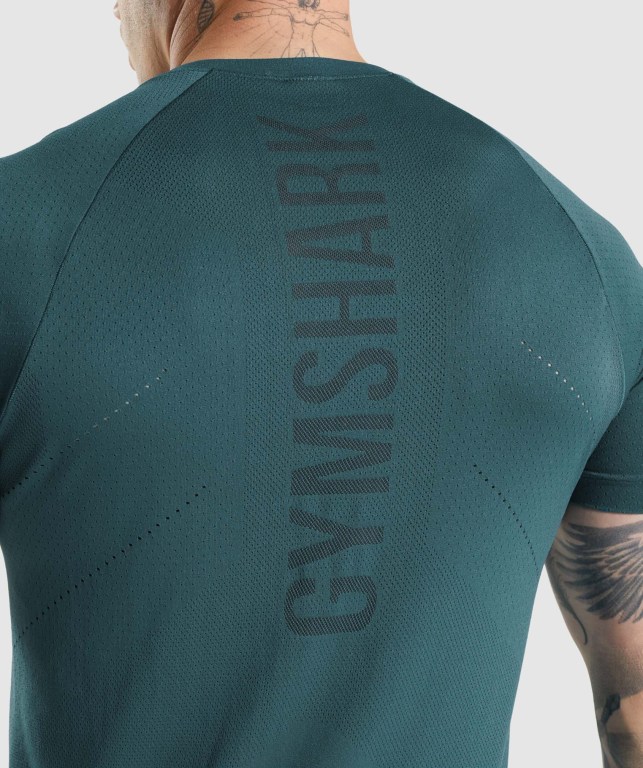 Turquoise Gymshark Apex Perform Men's T Shirts | US-90LUTZA