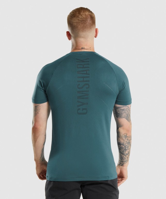 Turquoise Gymshark Apex Perform Men's T Shirts | US-90LUTZA