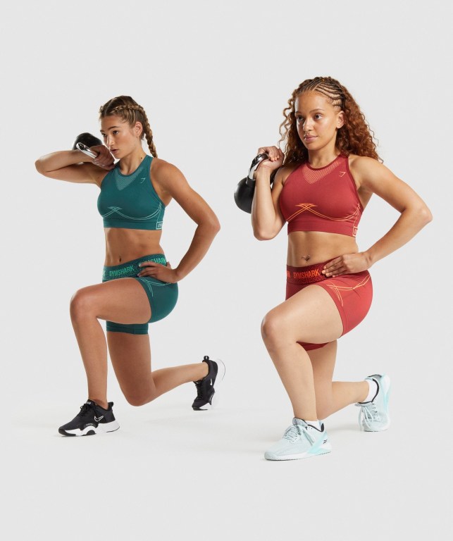 Turquoise Gymshark Apex Seamless Low Rise Women's Shorts | US-15VLEWG