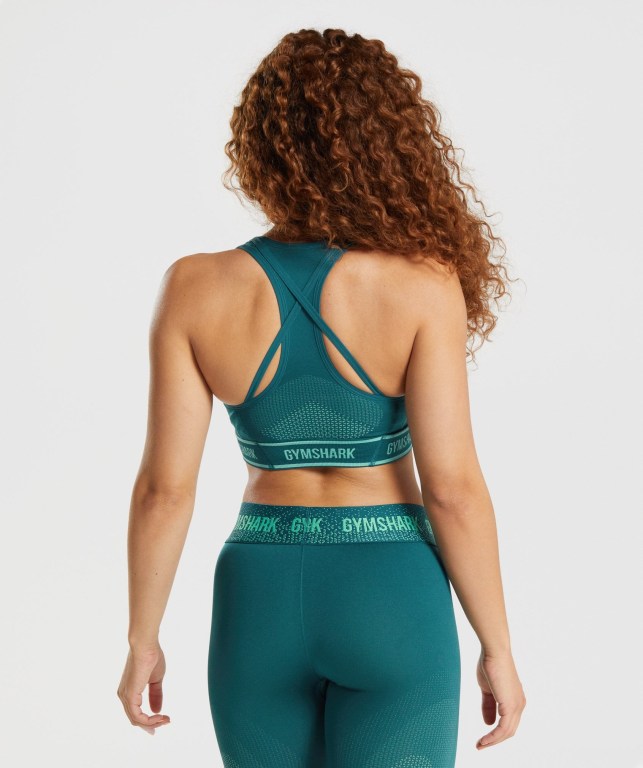 Turquoise Gymshark Apex Seamless Women's Sports Bra | US-34JZPLM