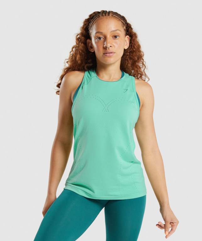 Turquoise Gymshark Apex Seamless Women\'s Tank Tops | US-40VOFIS