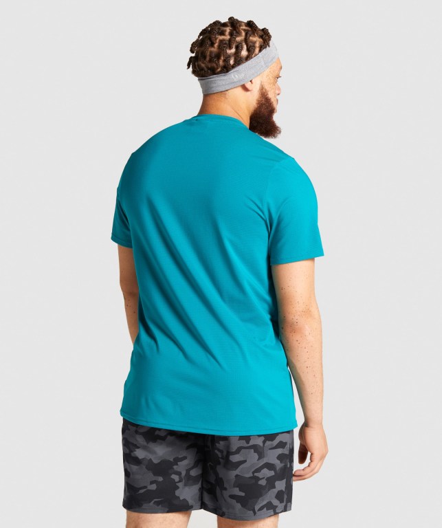 Turquoise Gymshark Arrival Men's T Shirts | US-06FYBCW