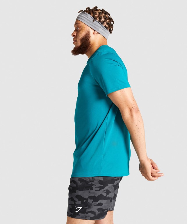 Turquoise Gymshark Arrival Men's T Shirts | US-06FYBCW