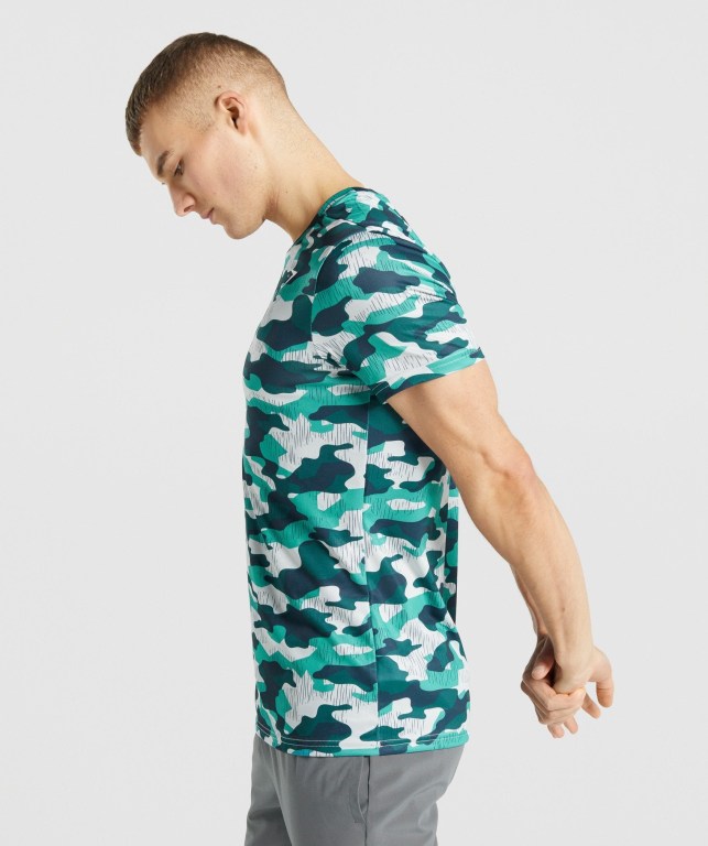 Turquoise Gymshark Arrival Men's T Shirts | US-12SZFJO