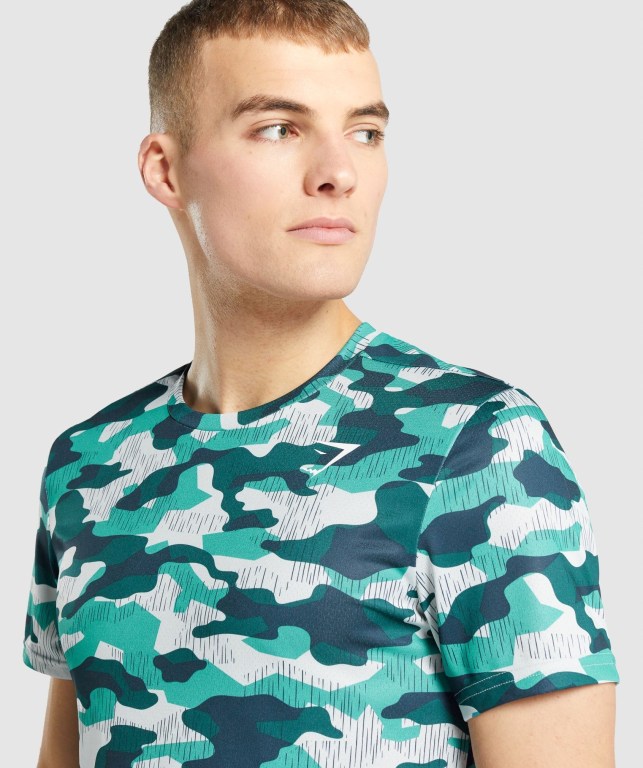 Turquoise Gymshark Arrival Men's T Shirts | US-12SZFJO