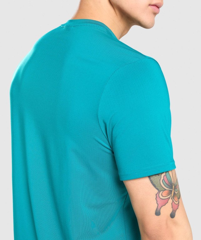 Turquoise Gymshark Arrival Regular Fit Men's T Shirts | US-09IWDQN