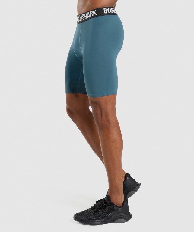 Turquoise Gymshark Element Baselayer Men's Shorts | US-93MVWUP