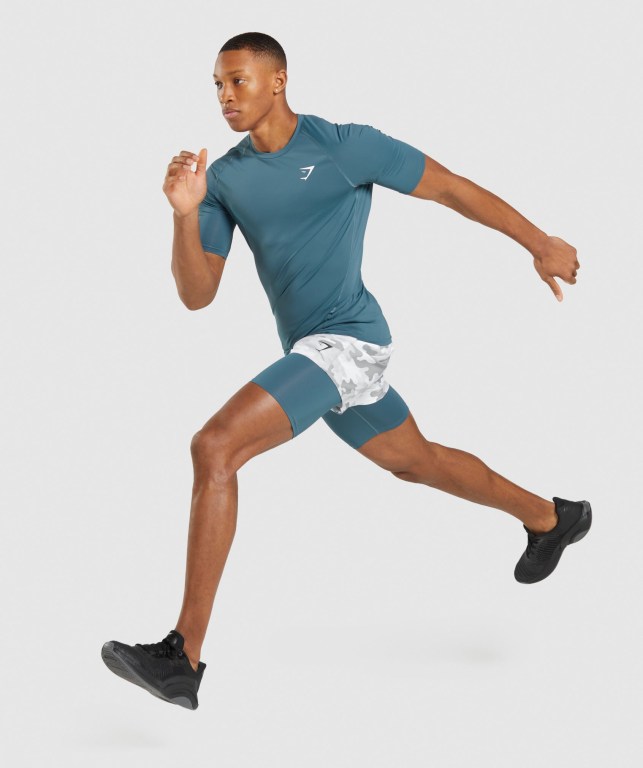 Turquoise Gymshark Element Baselayer Men's Shorts | US-93MVWUP