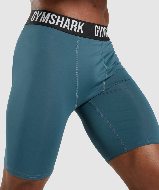 Turquoise Gymshark Element Baselayer Men's Shorts | US-93MVWUP