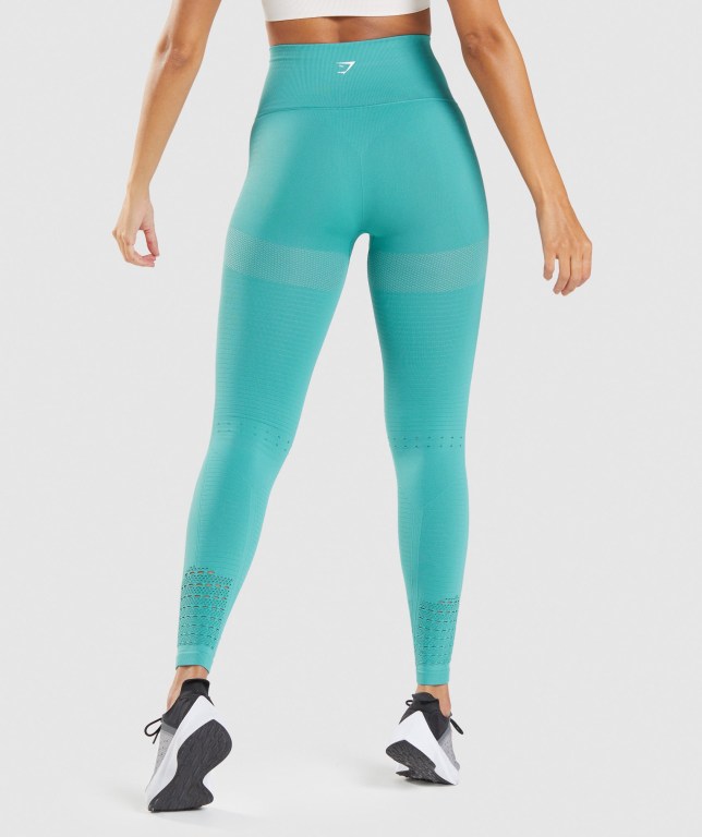 Turquoise Gymshark Energy Seamless High Waisted Women's Leggings | US-70RQUAX