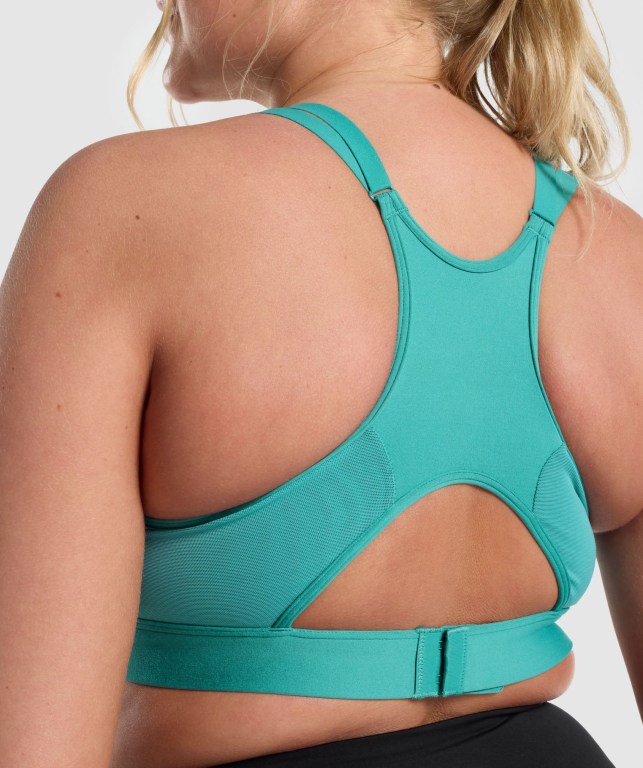 Turquoise Gymshark Mesh Neckline Training Women's Sports Bra | US-74EWIGO