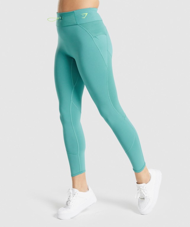 Turquoise Gymshark Pulse High Waisted Women's Leggings | US-14JPIRD