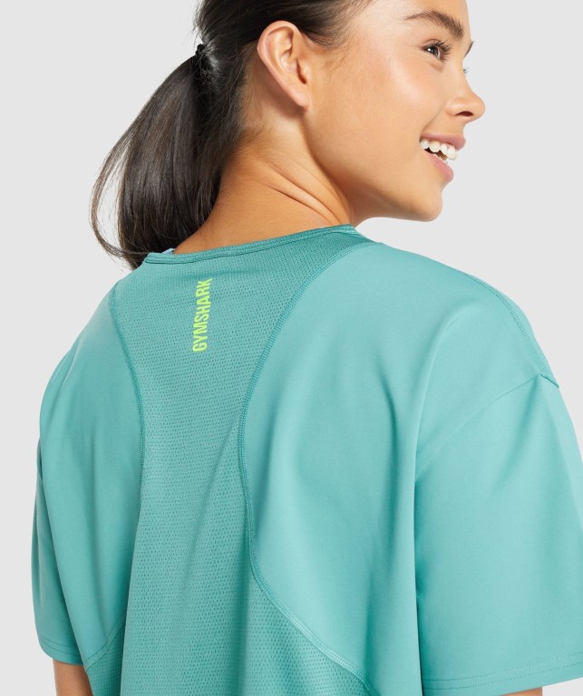 Turquoise Gymshark Pulse Women's T Shirts | US-57FGEUX