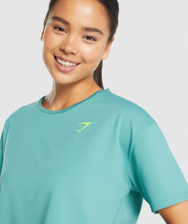 Turquoise Gymshark Pulse Women's T Shirts | US-57FGEUX