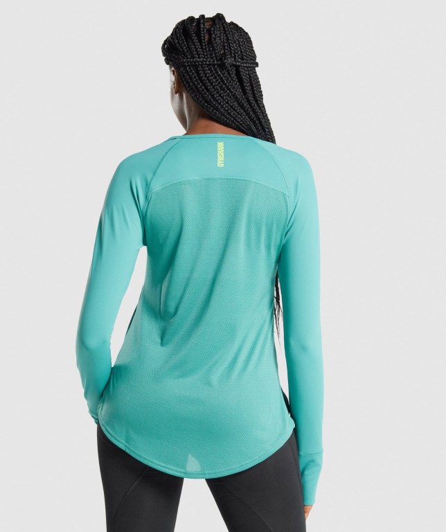 Turquoise Gymshark Pulse Women's T Shirts | US-58OCVND