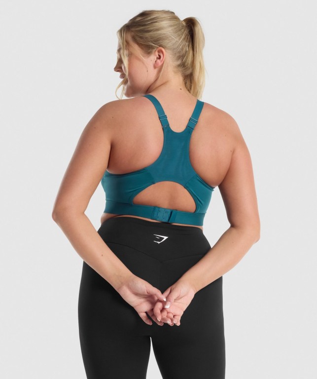 Turquoise Gymshark Racer Back Training Women's Sports Bra | US-86UYPJD