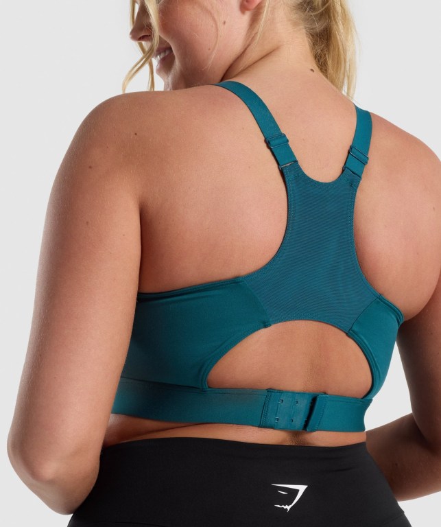 Turquoise Gymshark Racer Back Training Women's Sports Bra | US-86UYPJD