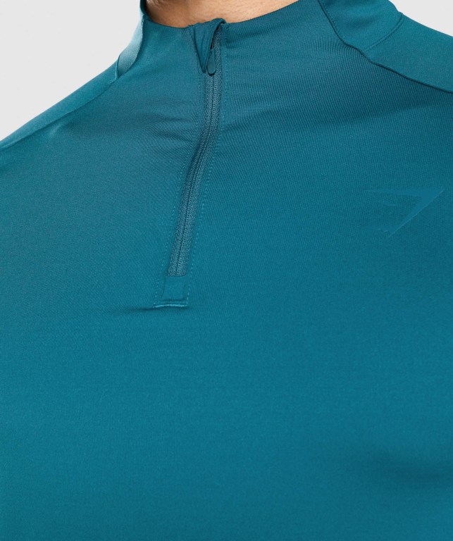 Turquoise Gymshark Regulate 1/4 Zip Men's Hoodies | US-21KWHYP