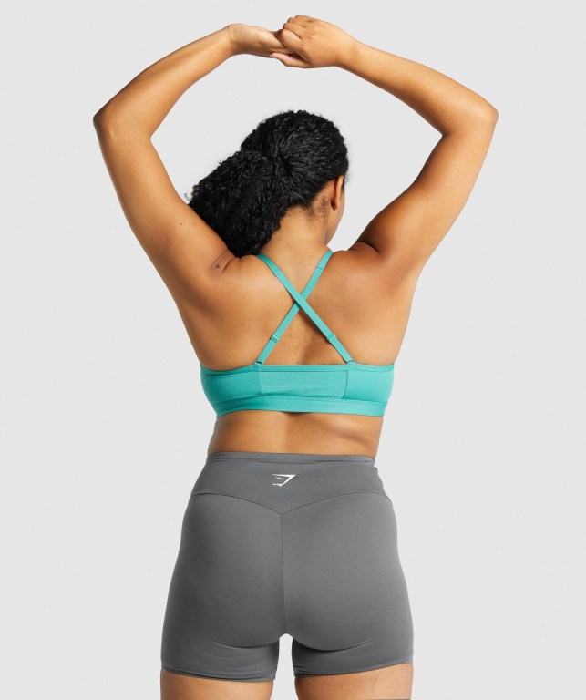 Turquoise Gymshark Ruched Training Women's Sports Bra | US-18GOIXK