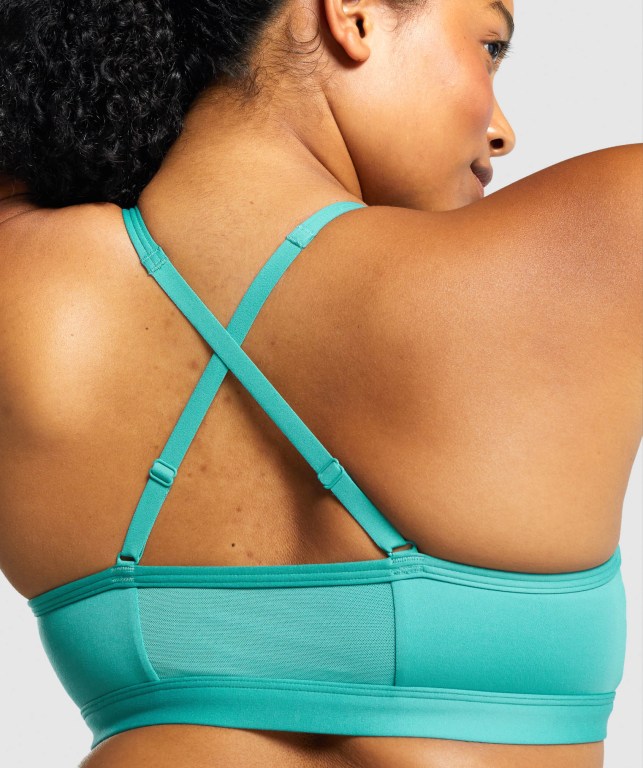 Turquoise Gymshark Ruched Training Women's Sports Bra | US-18GOIXK