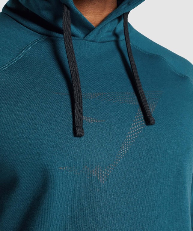 Turquoise Gymshark Sharkhead Infill Men's Hoodies | US-20QEUHF