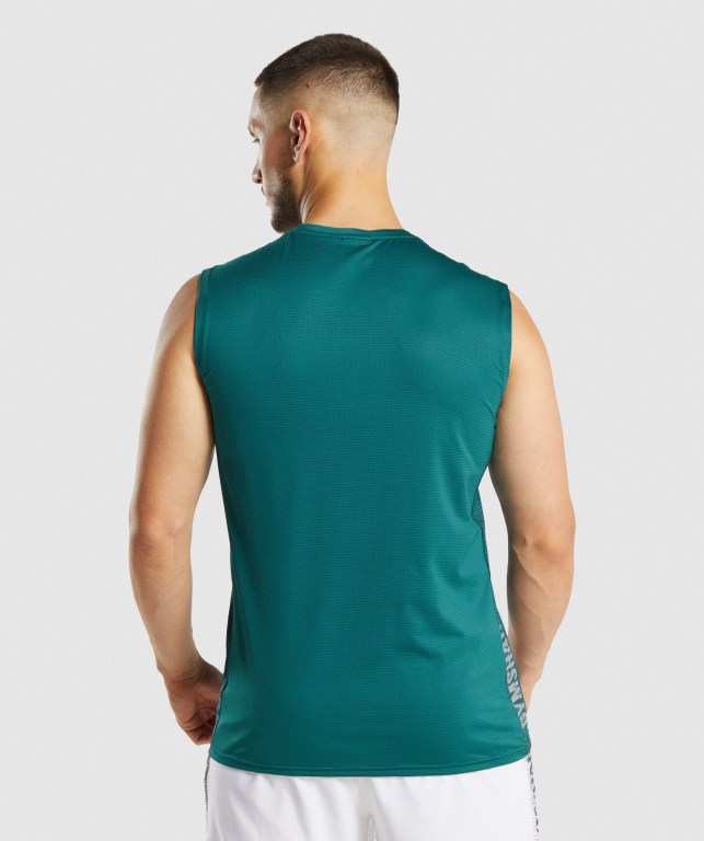 Turquoise Gymshark Sport Men's Tank Tops | US-27UHXKO