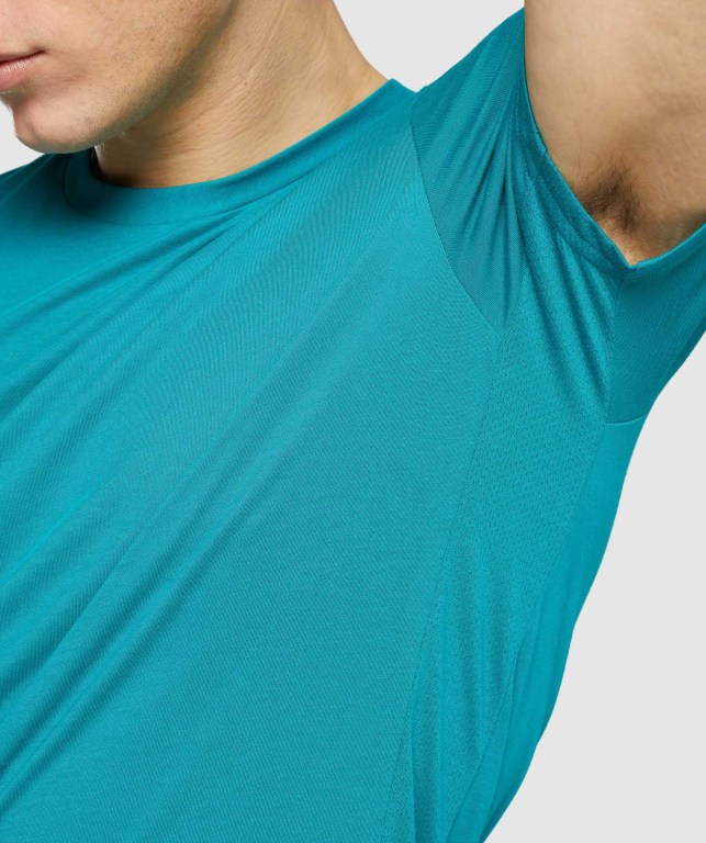 Turquoise Gymshark Sports Men's T Shirts | US-94KVMPJ