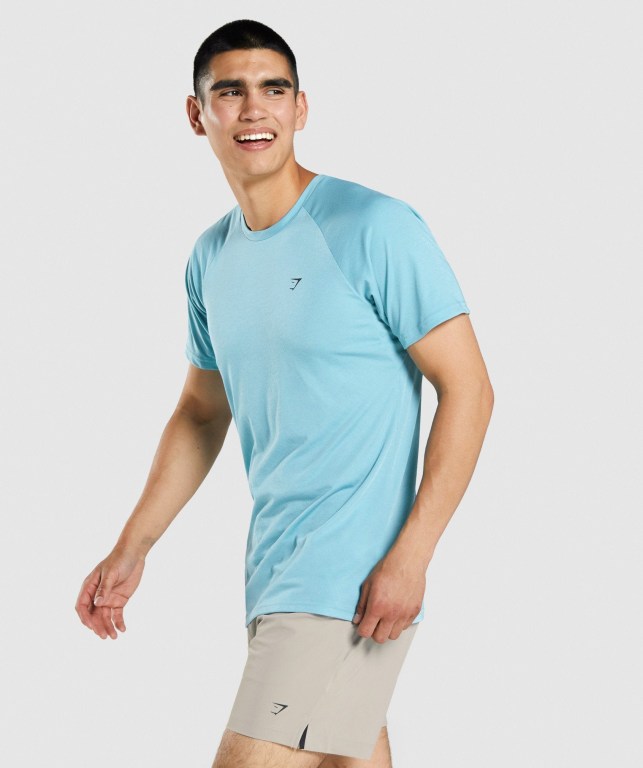 Turquoise Gymshark Studio Men's T Shirts | US-92EAVGR