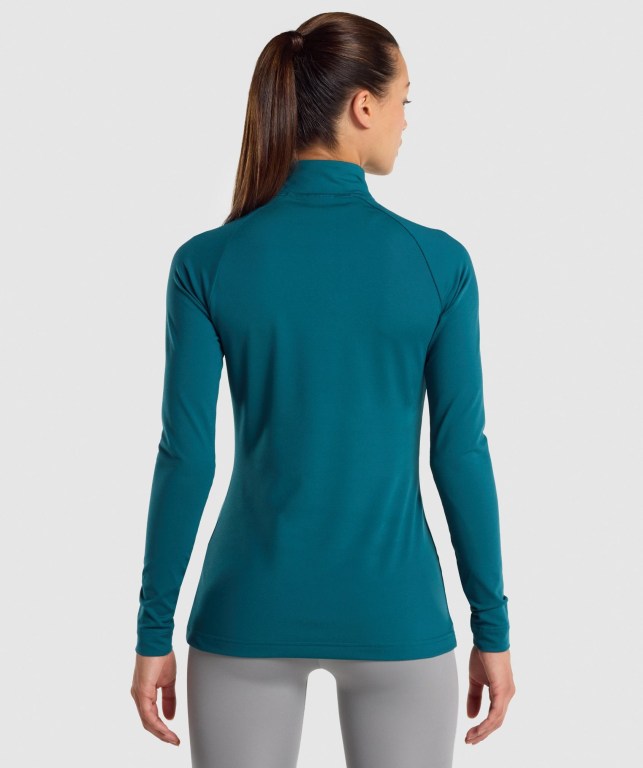 Turquoise Gymshark Training 1/4 Zip Women's Hoodies | US-01SVEMF