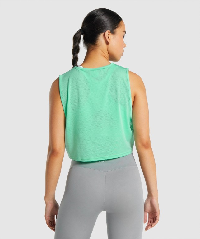 Turquoise Gymshark Training Crop Women's Tank Tops | US-61VHCZY