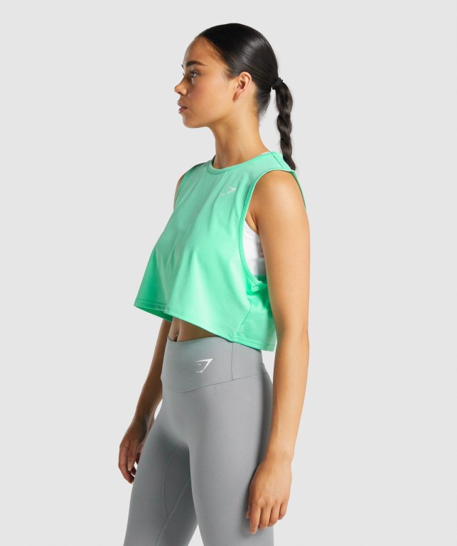 Turquoise Gymshark Training Crop Women's Tank Tops | US-61VHCZY