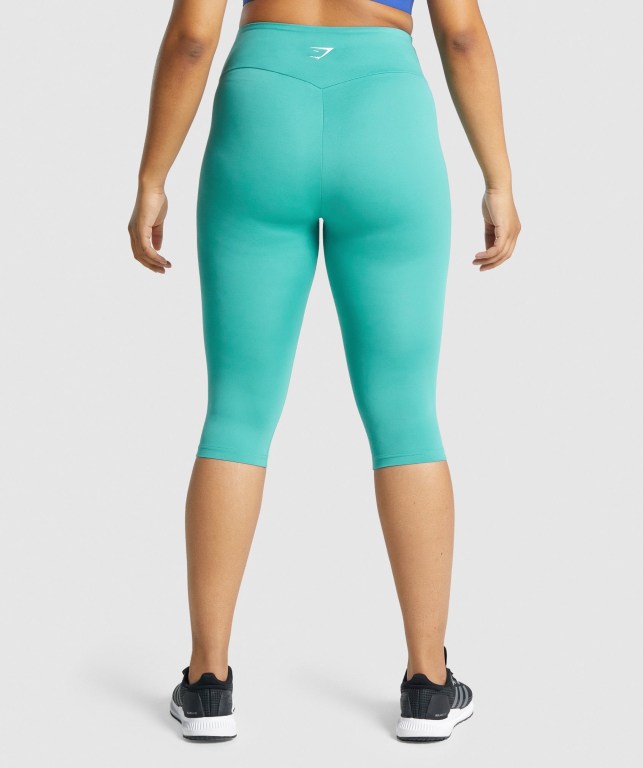 Turquoise Gymshark Training Cropped High Waisted Women's Leggings | US-12SBQAI