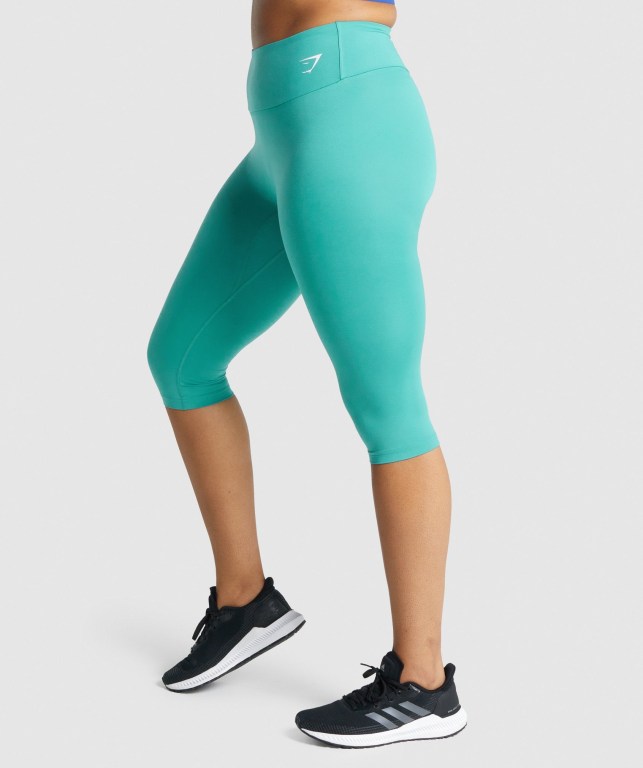 Turquoise Gymshark Training Cropped High Waisted Women's Leggings | US-12SBQAI